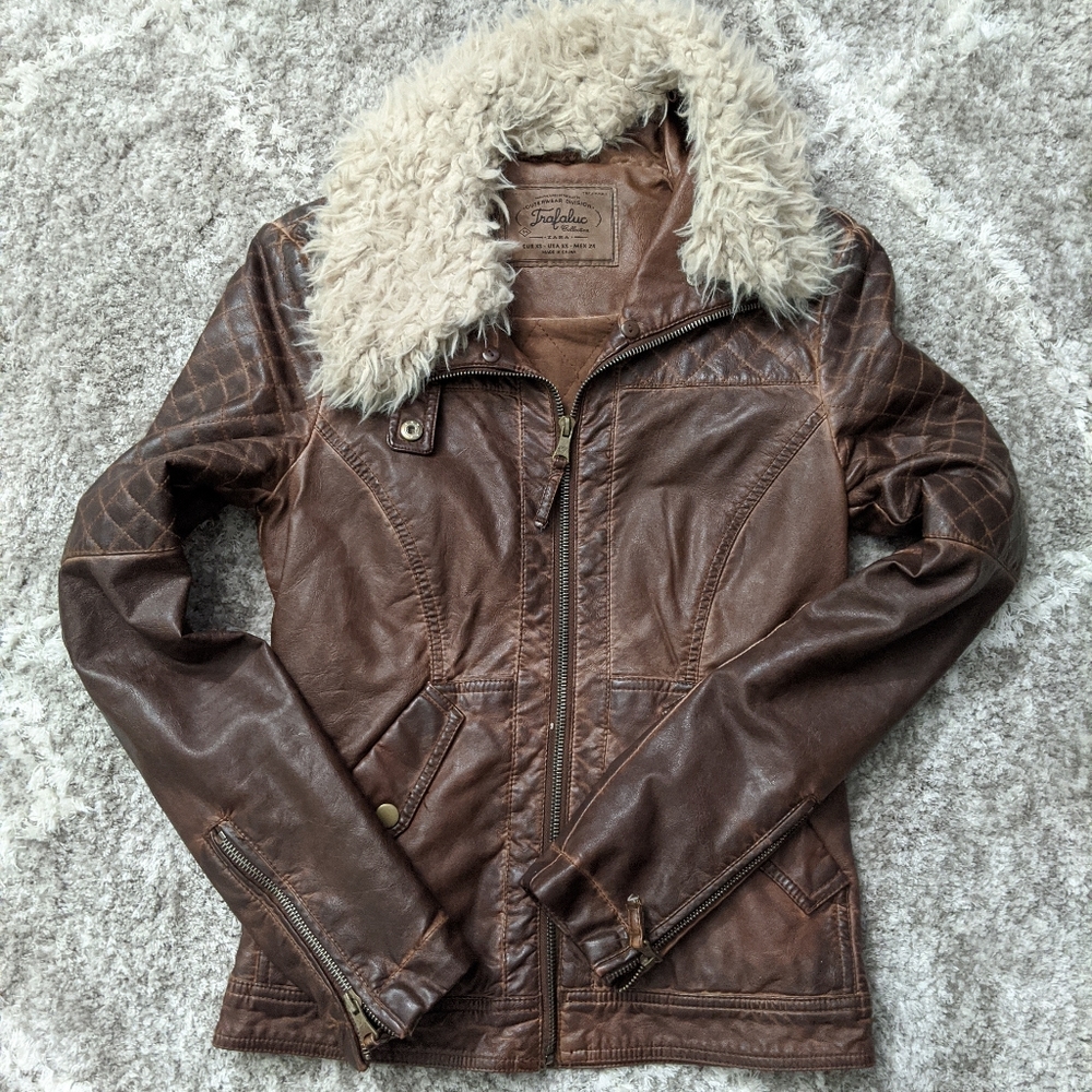 Zara Faux leather motto jacket